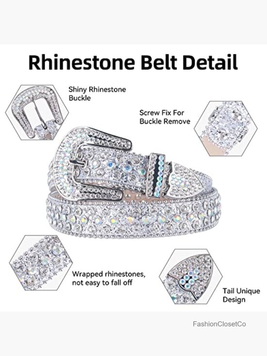 Rhinestone Western Bling Luxury Strap Leather Sparkle Studded Belt 1-1/7\